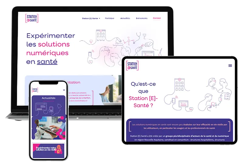 Mockup Station E-Santé projet site agence Ideclap à Bordeaux