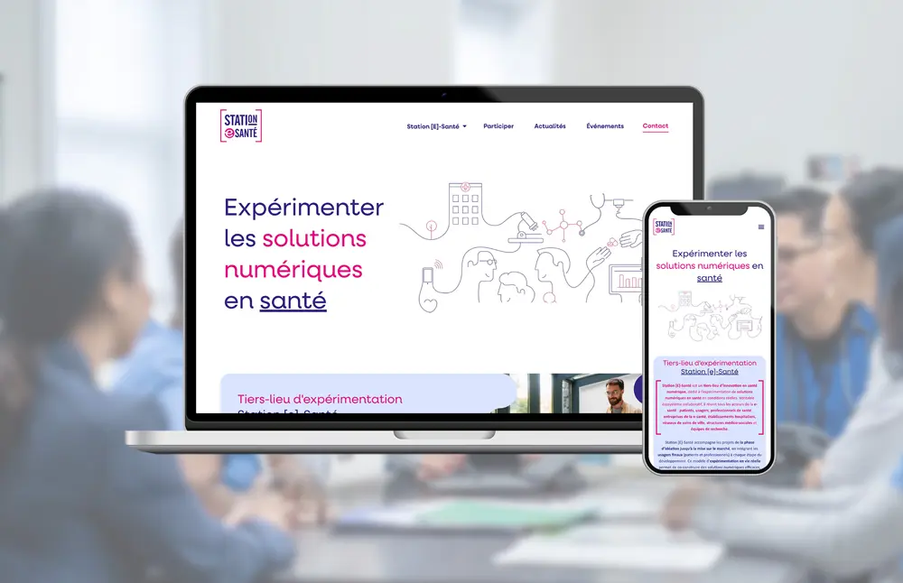 Mockup ordinateur et téléphone réalisation Station E-santé par Ideclap, création site internet