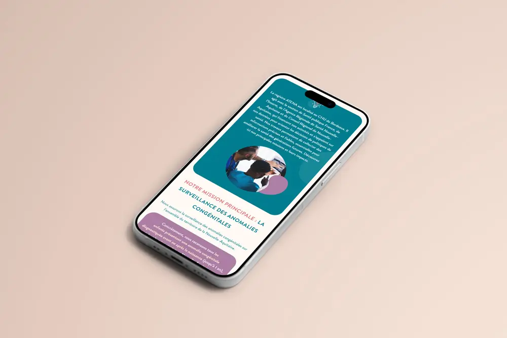 Mockup téléphone réalisation Registre Aténa par Ideclap, création site internet