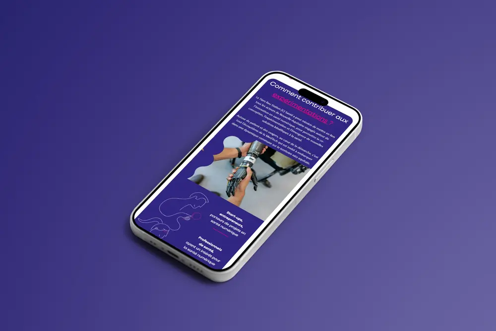 Mockup téléphone réalisation Station E-santé par Ideclap, création site internet